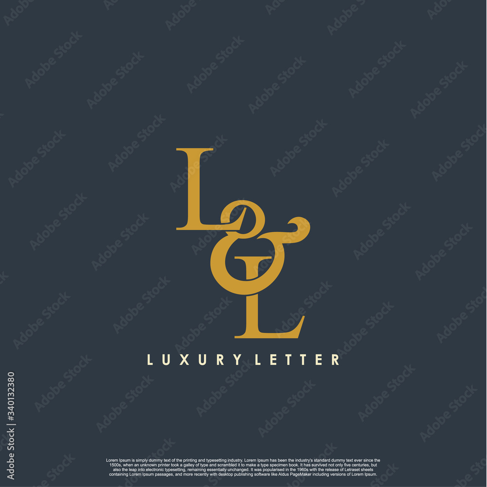 Obraz premium Initial letter L & L LL luxury art vector mark logo, gold color on black background.