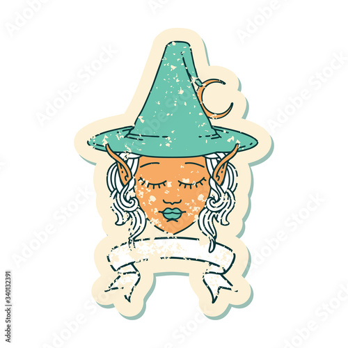 elf mage character face with banner illustration