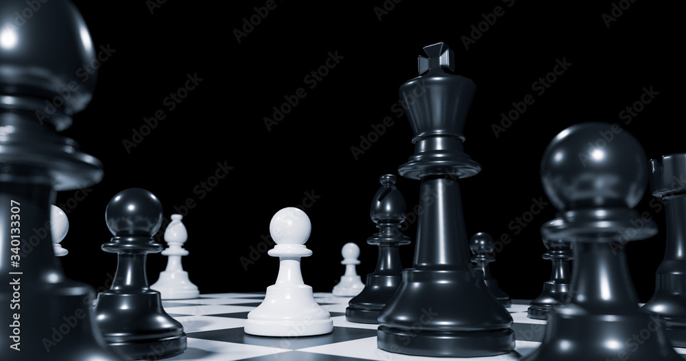 Strategy chess battle intelligence challenge game on chessboard,Knight chess, attack to win ,business competitive concept