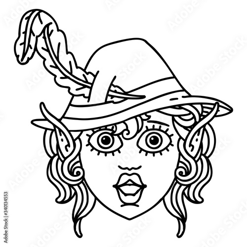 elf bard character face illustration