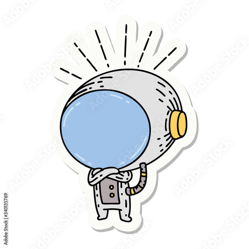 sticker of tattoo style astronaut