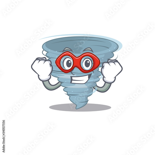 A cartoon character of tornado performed as a Super hero