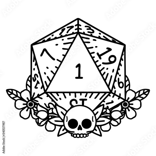 Obraz na plátně natural one dice roll with floral elements illustration