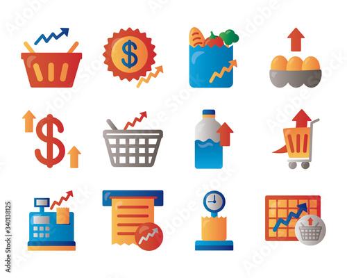 bundle of price hike set icons