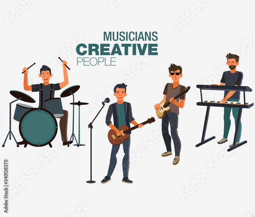 Music band. Group of young rock musician 