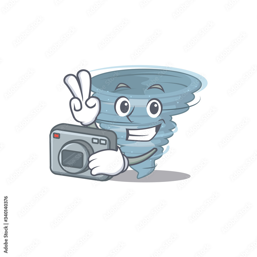 Tornado mascot design as a professional photographer working with camera Tornado mascot design as a professional photographer working with camera