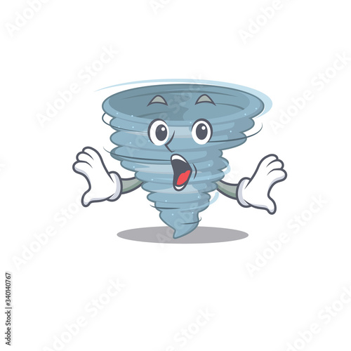 Cartoon design style of tornado has a surprised gesture