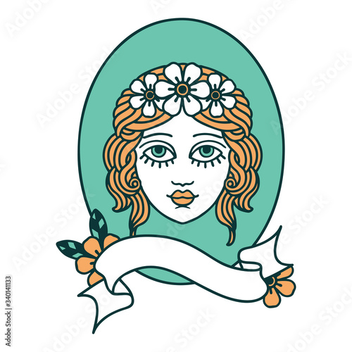 tattoo with banner of a maiden