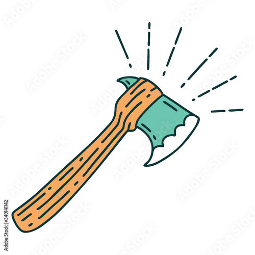 traditional tattoo style hatchet axe