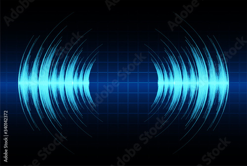 Sound waves oscillating dark blue light
