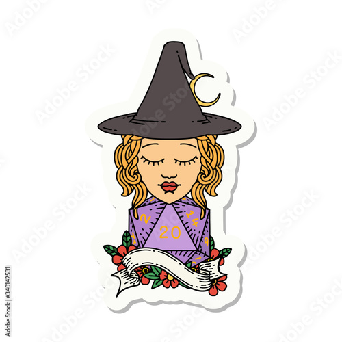human mage with natural 20 D20 dice roll sticker
