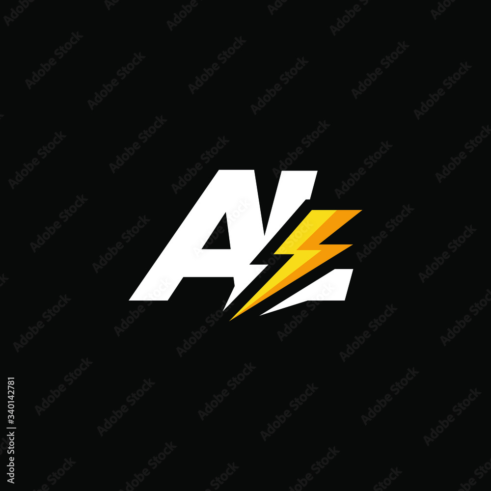 Initial Letter AL with Lightning Initial Letter AL with Lightning