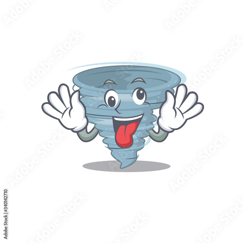 A cartoon design of tornado having a crazy face