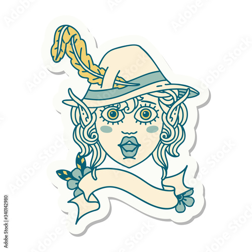 elf bard character face sticker