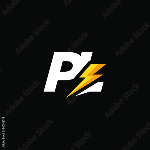 Initial Letter PL with Lightning