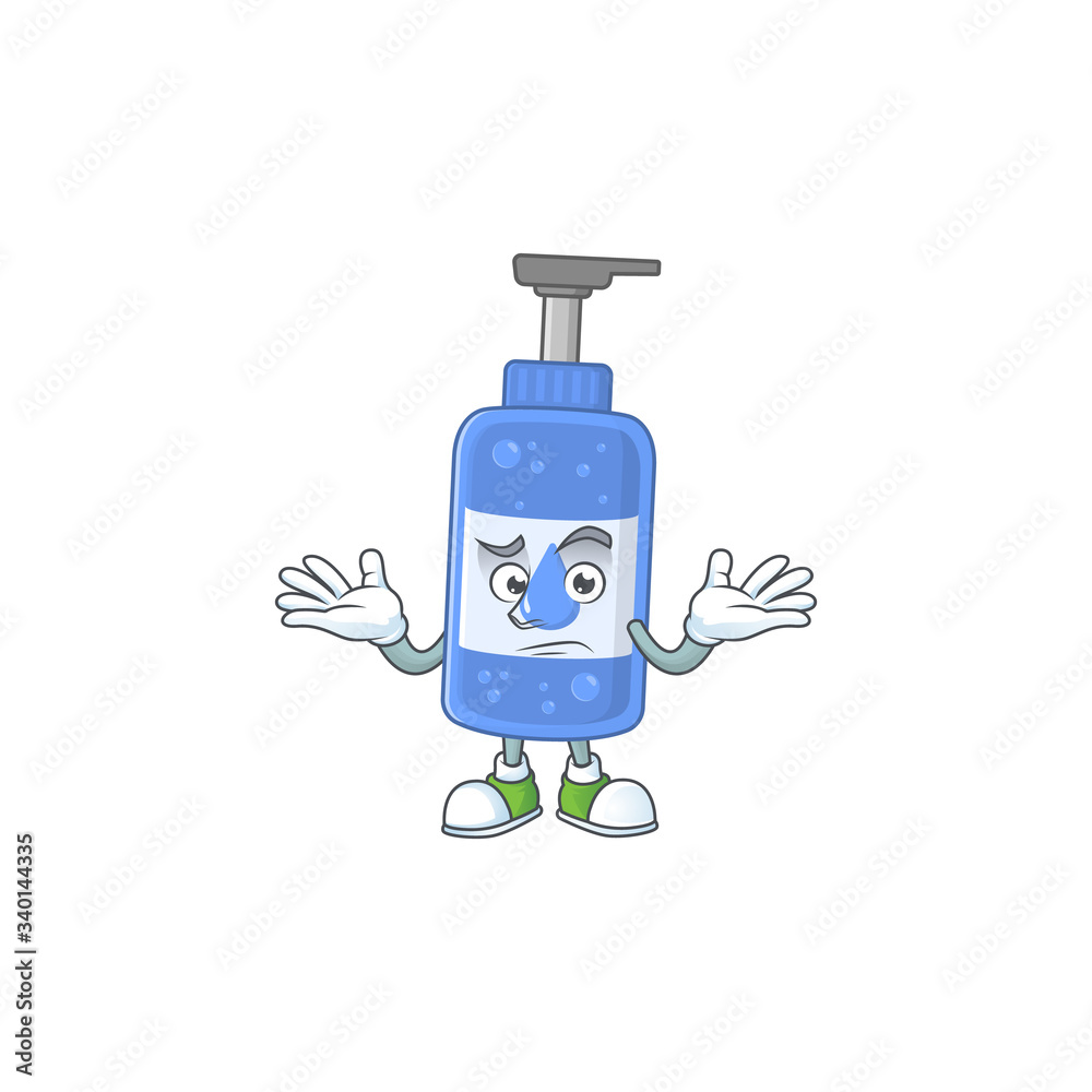 An image of handsanitizer in grinning mascot cartoon style An image of handsanitizer in grinning mascot cartoon style