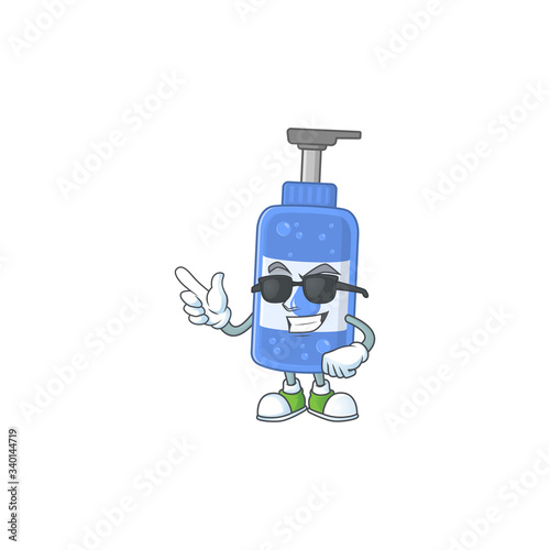 Super cute handsanitizer cartoon character wearing black glasses