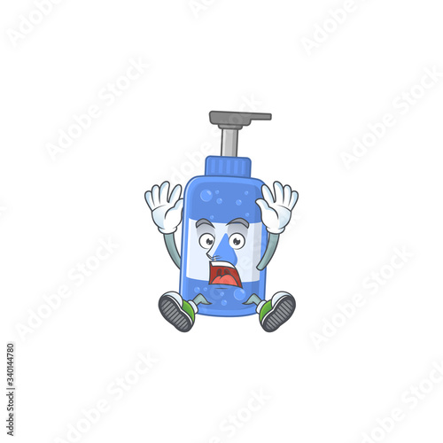 Handsanitizer cartoon character design showing shocking gesture