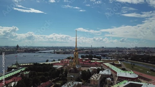 St. Petersburg Russia, Peter and Paul Fortress. Aerial View of Landmark from 18th Century Under Summer Sky photo