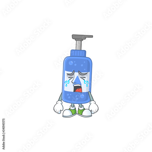 A weeping handsanitizer cartoon character style concept