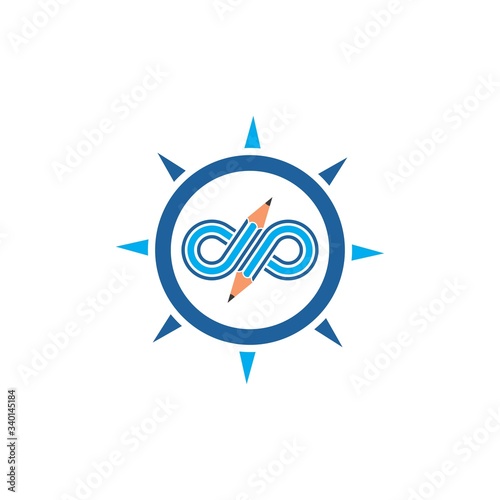 infinity pencil compass concept vector illustration icon and logo of education