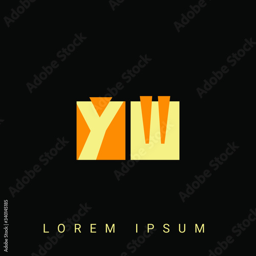 Modern creative shaped YW, WY, Y, W logo. Initial Logo Designs Templete with Black Background. Vector Illustration
