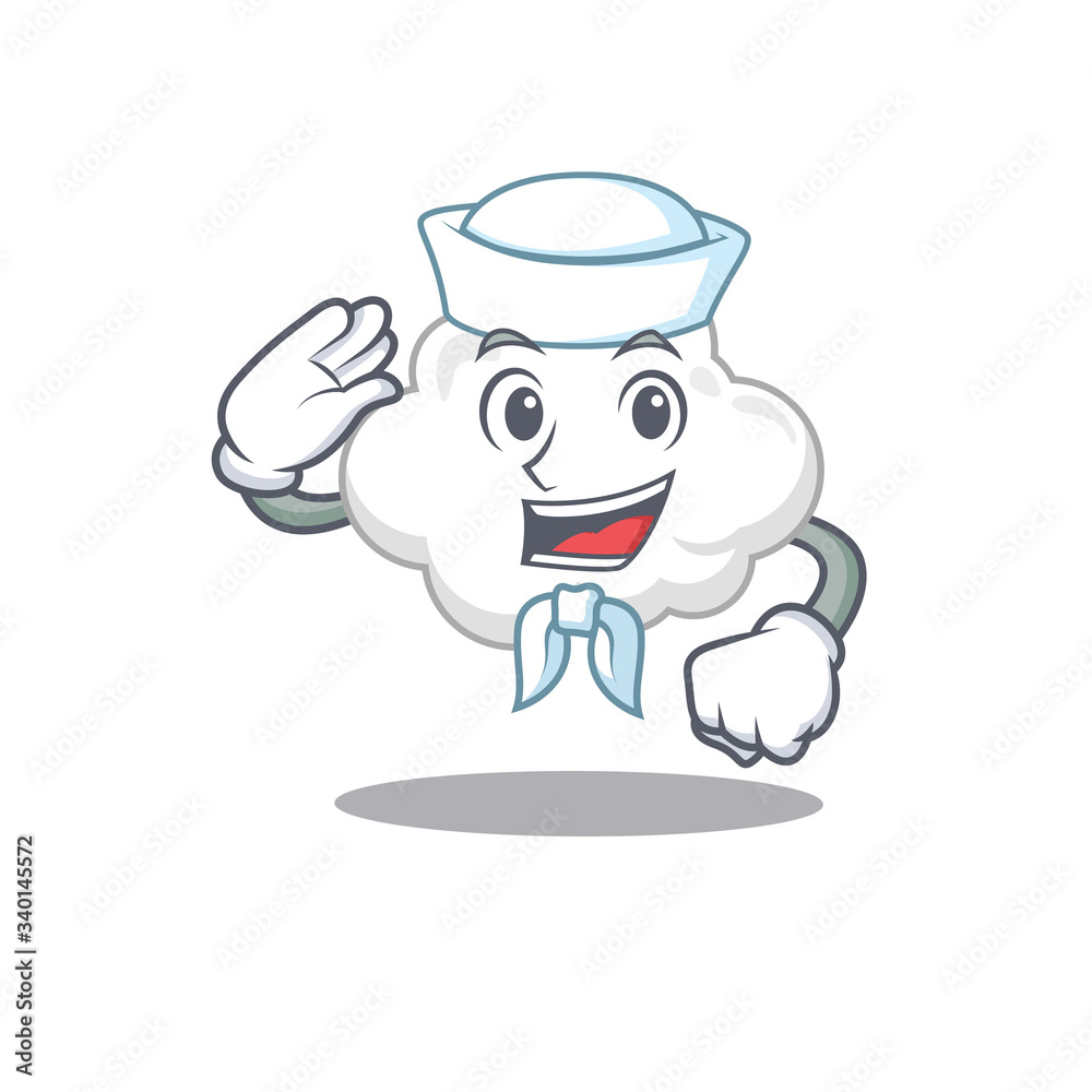 Sailor cartoon character of white cloud with white hat