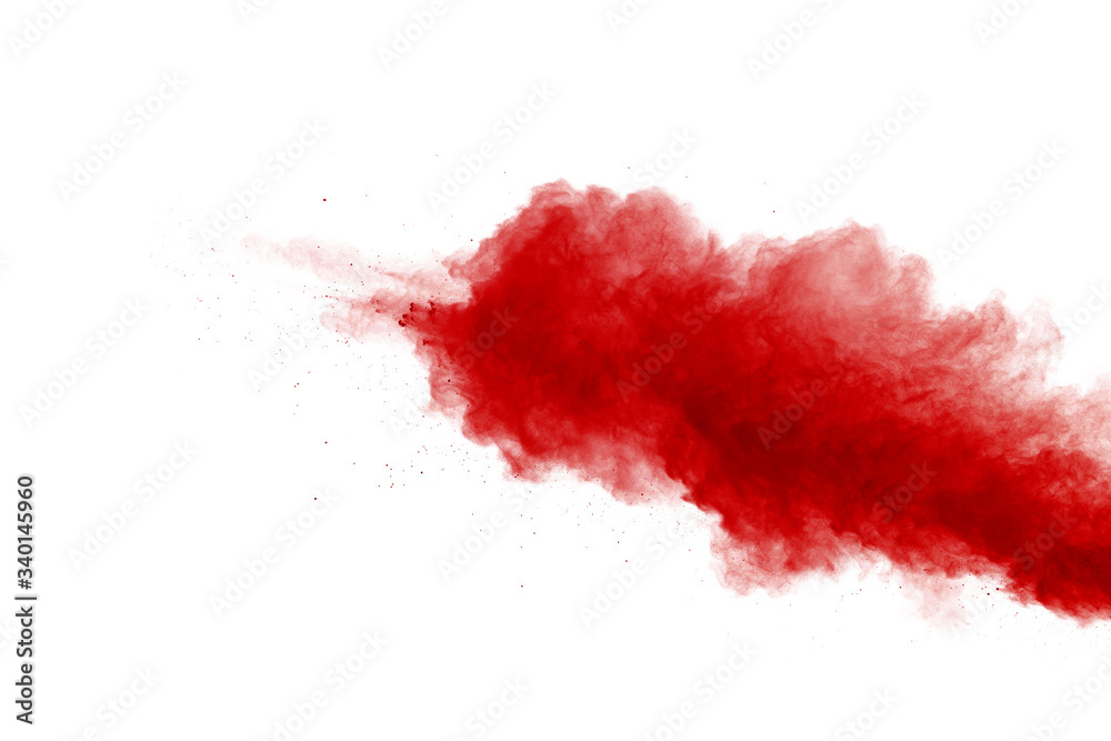 red powder explosion isolated on white background