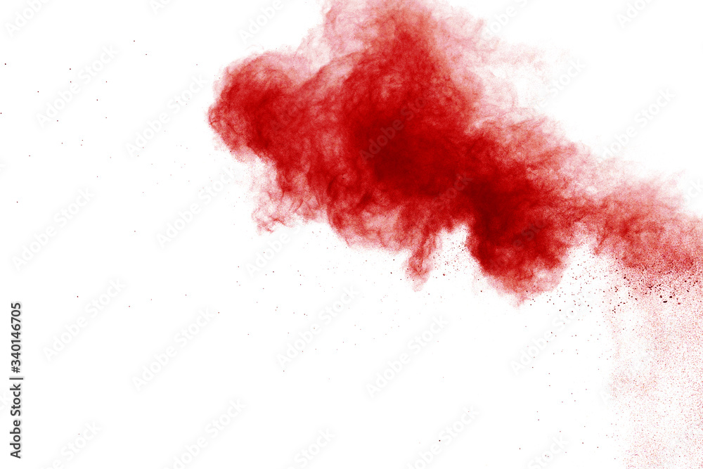 red powder explosion isolated on white background