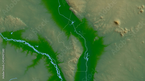 Nsanje, Malawi - outlined. Physical photo