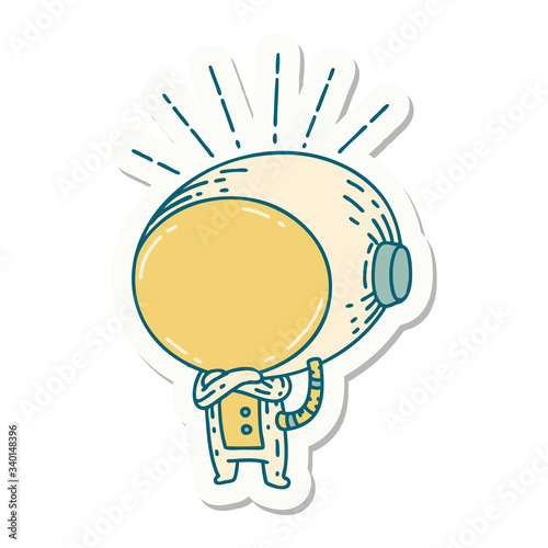 sticker of tattoo style astronaut