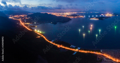 Aerial view of DT6571 road from Nha Trang city to Cam Ranh town, Khanh Hoa, V...