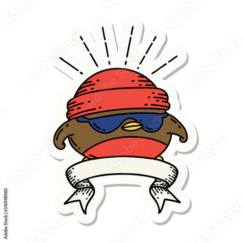 sticker of tattoo style cool robin