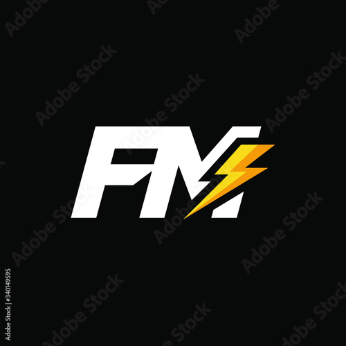 Initial Letter FM with Lightning