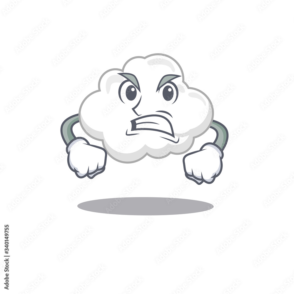 Mascot design concept of white cloud with angry face Mascot design concept of white cloud with angry face