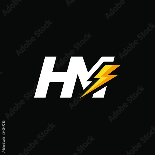 Initial Letter HM with Lightning