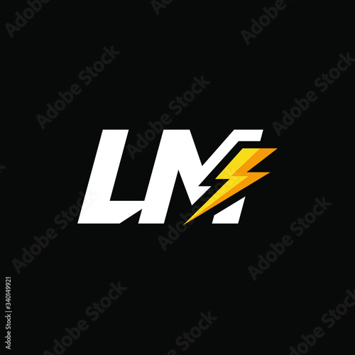 Initial Letter LM with Lightning