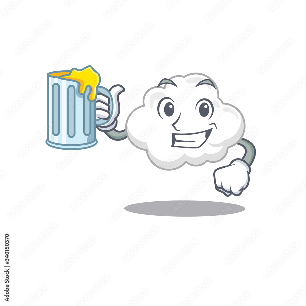 A cartoon concept of white cloud rise up a glass of beer A cartoon concept of white cloud rise up a glass of beer