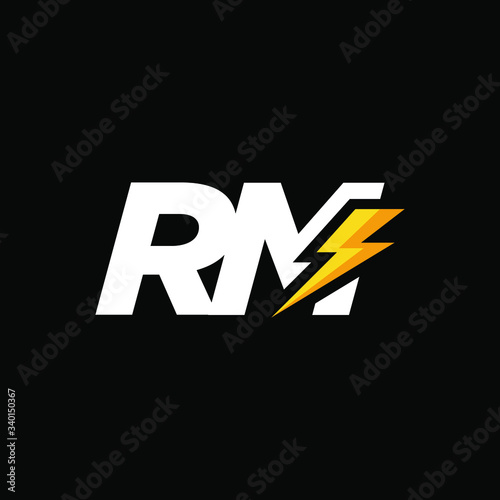 Initial Letter RM with Lightning