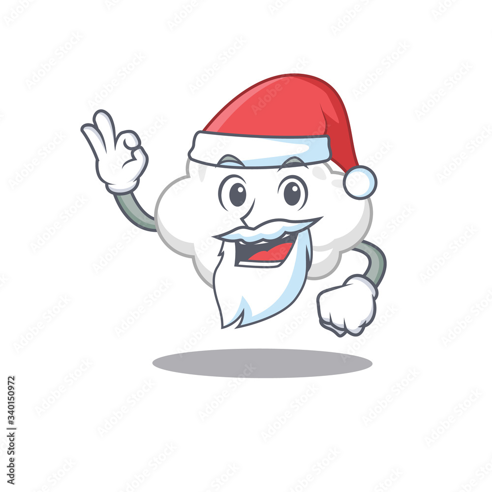 White cloud Santa cartoon character with cute ok finger