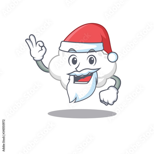White cloud Santa cartoon character with cute ok finger © kongvector