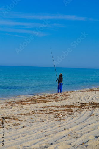 fishing on the beach