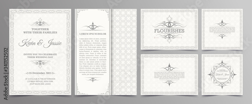 Vintage style vector design invitation card with a white background	