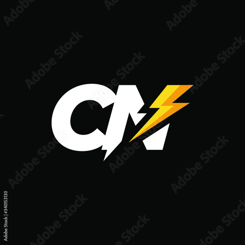 Initial Letter CN with Lightning