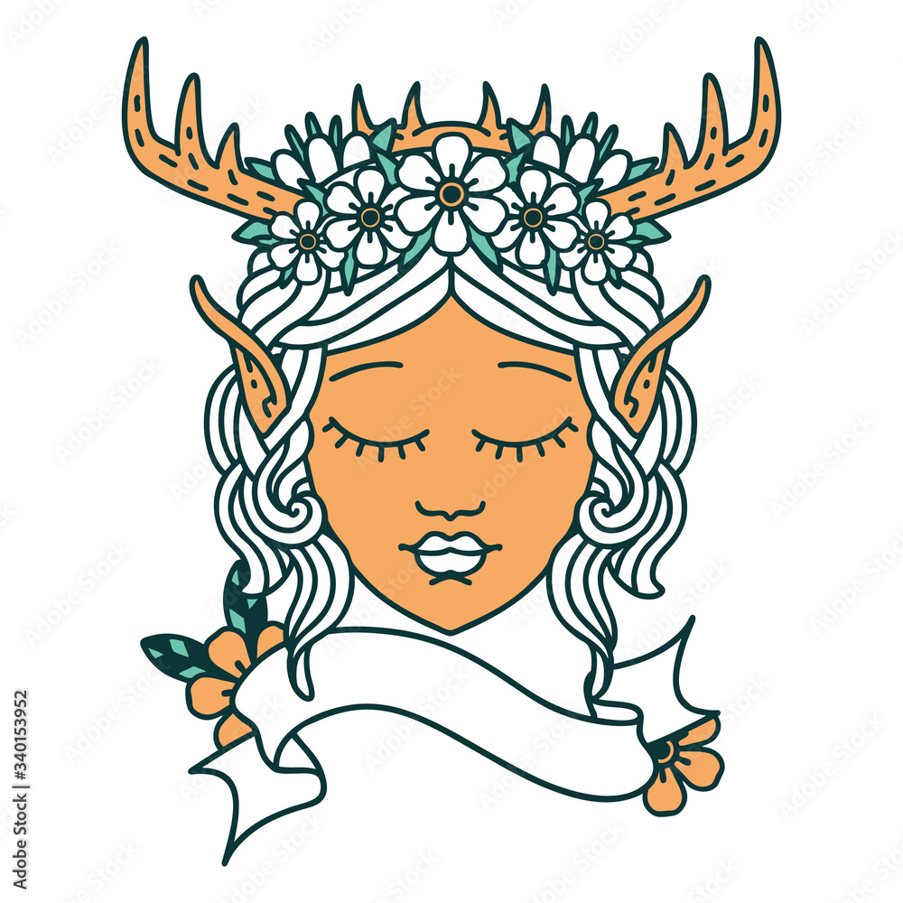 elf druid character face illustration elf druid character face illustration