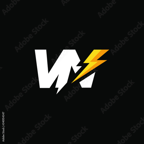 Initial Letter VN with Lightning