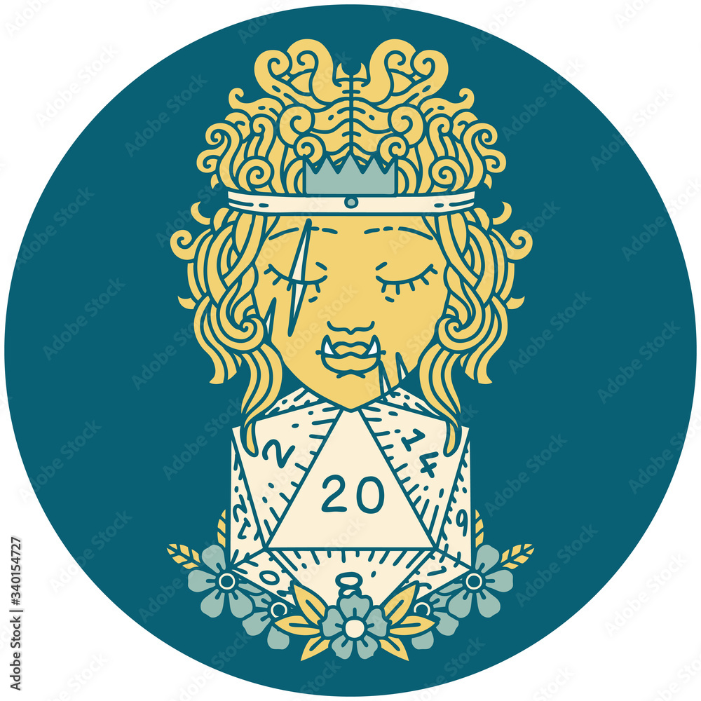 half orc barbarian with natural twenty dice roll illustration half orc barbarian with natural twenty dice roll illustration