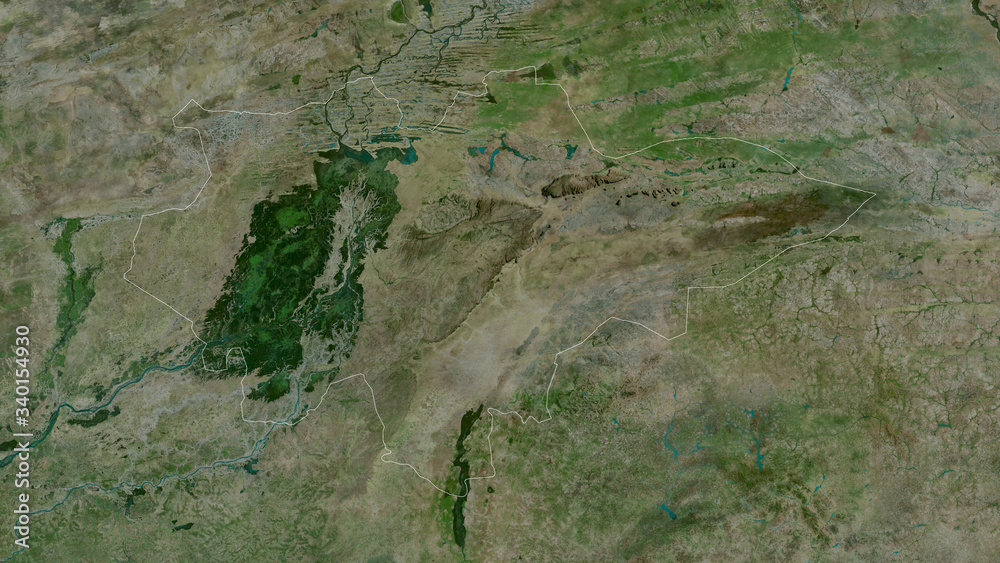 Mopti, Mali - outlined. Satellite