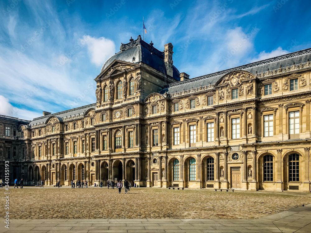 Paris, France - Beautiful scenery on Parisian streets and historical central. Inside world class museum where global art treasures reside