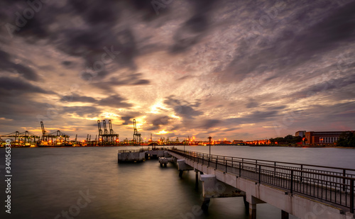 Singapore 2017 Sunset at Pasir Panjang Terminal look from Labrador Jetty, labrador park 